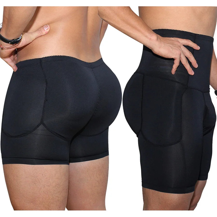 Mens Boxers Underwear Black Padded Butt Enhancer Booty Booster Molded Boyshort Underwear Boxer S-3XL